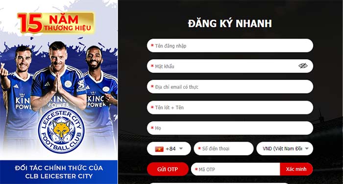 Nhà cái 12BET hợp tác cùng Leicester City F.C